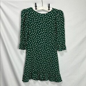Reformation Green Floral Mini Dress